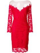 Olvi S Off-shoulder Floral Lace Dress - Red