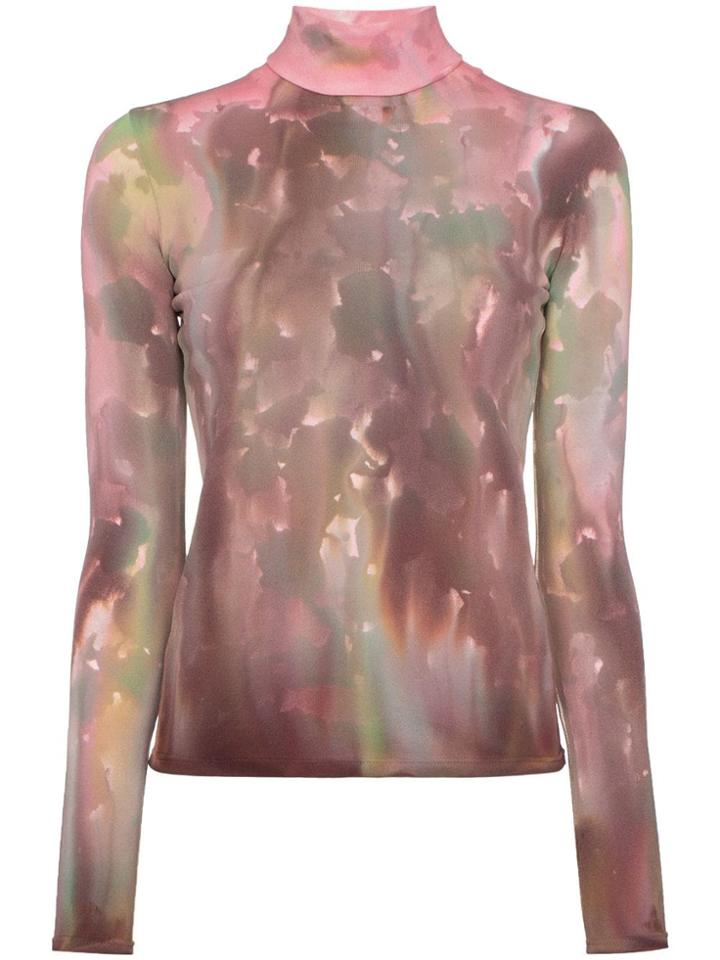Ambush Tie Dye Roll Neck Top - Pink