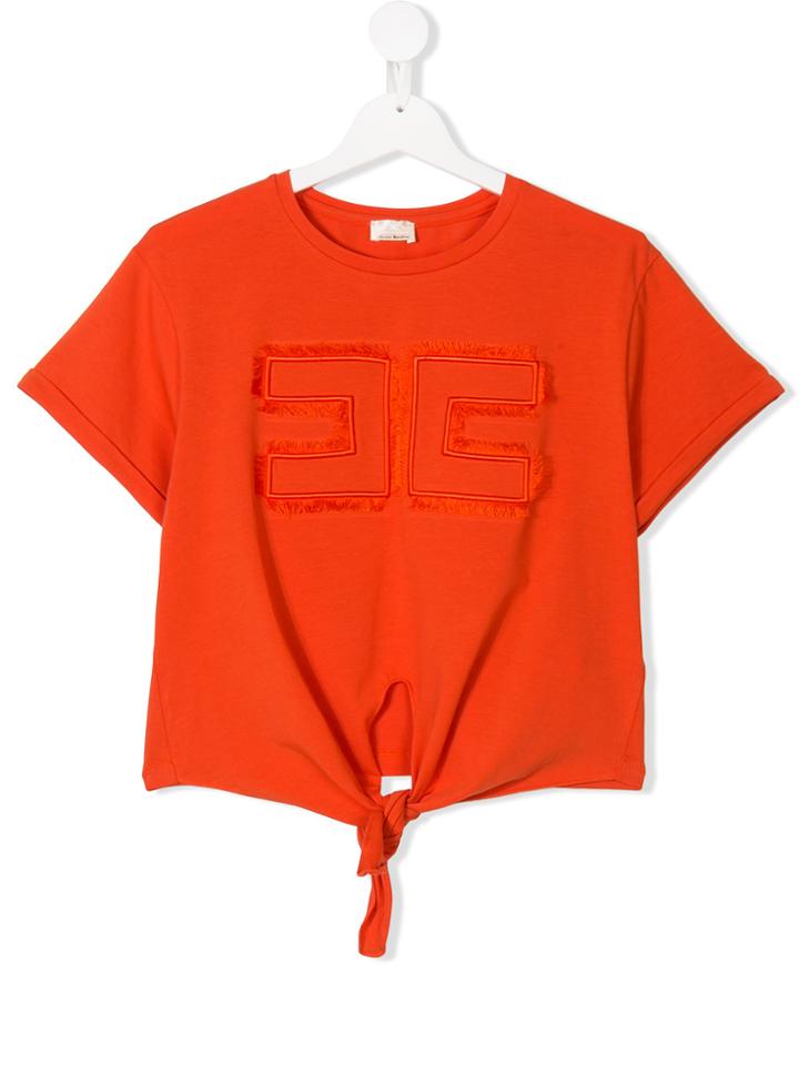 Elisabetta Franchi La Mia Bambina Teen Tie-front T-shirt - Red