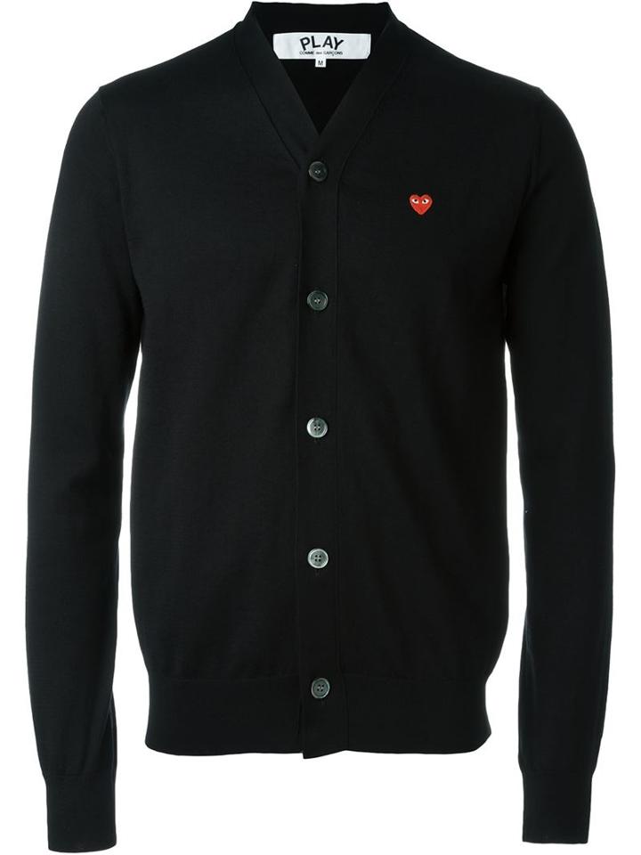 Comme Des Garçons Play Embroidered Red Heart Cardigan