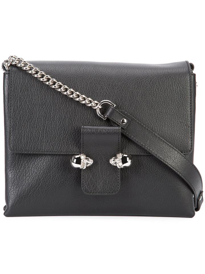 Alexander Mcqueen Twin Skull Satchel, Women's, Black, Calf Leather