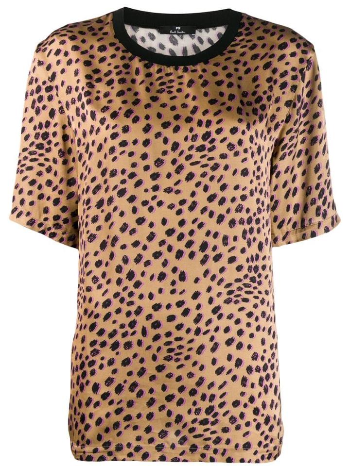 Ps Paul Smith Leopard Print Satin Top - Brown