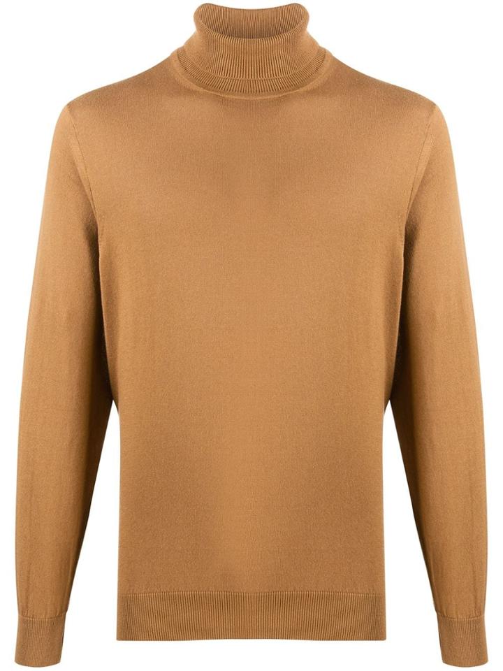 Caruso Fine Knit Turtleneck Jumper - Brown