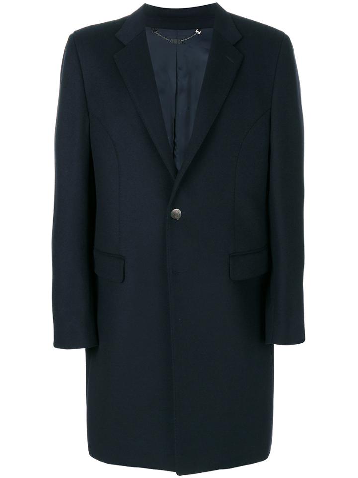Billionaire Logo Embossed Button Coat - Blue