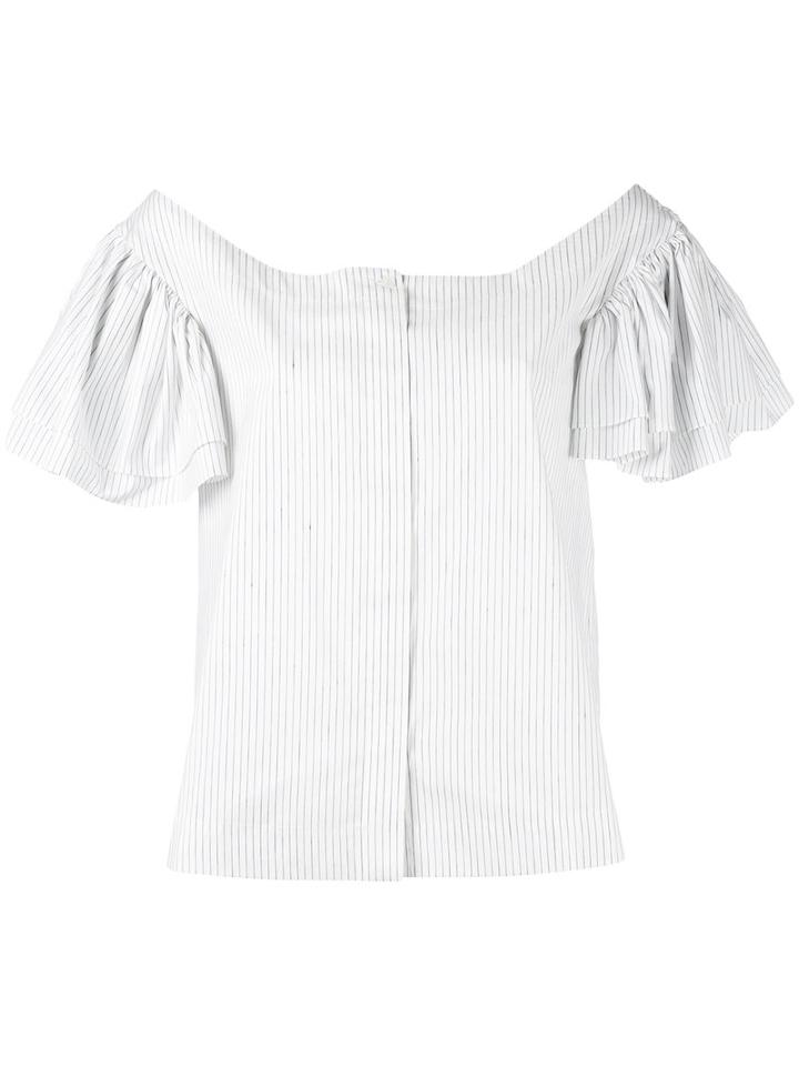 Isa Arfen - Gathered Short Sleeve Shirt - Women - Silk/cotton/linen/flax - 12, White, Silk/cotton/linen/flax