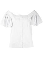 Isa Arfen - Gathered Short Sleeve Shirt - Women - Silk/cotton/linen/flax - 12, White, Silk/cotton/linen/flax