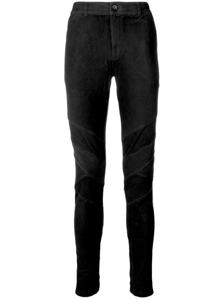 Forcerepublik Skinny Biker Leather Trousers - Black