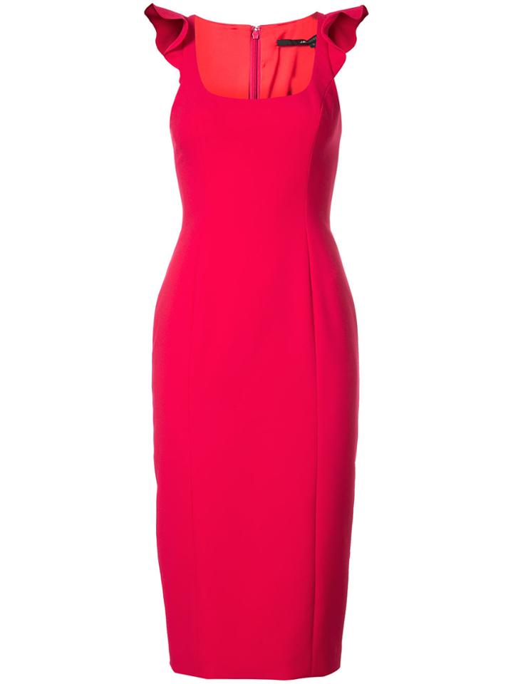 Jay Godfrey Sleeveless Ruffled Midi Shift Dress - Red