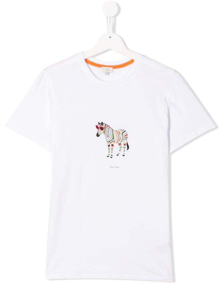 Paul Smith Junior Teen 'cool Zebra' Print T-shirt - White