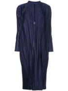 Pleats Please By Issey Miyake Long Pleated Cardigan - Blue