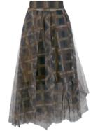 Brunello Cucinelli High-waisted Square Print Skirt - Neutrals