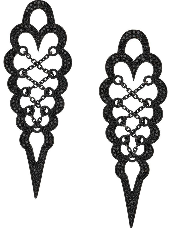 Colette 18kt Black Gold Diamond Drop Stud Earrings