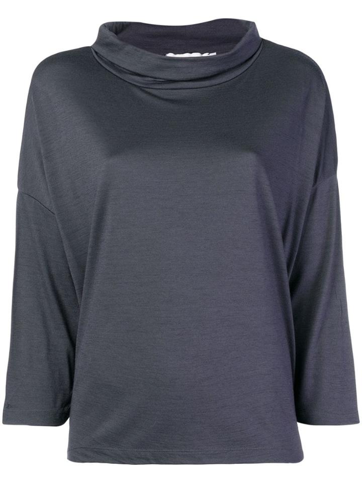 Knott Roll Collar Top - Grey