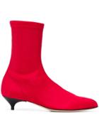 Gia Couture Kitten Heel Ankle Boots - Red
