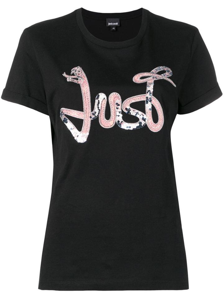 Just Cavalli Sequin Logo T-shirt - Black