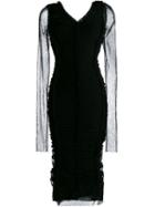 Dolce & Gabbana Ruched Fitted Dress, Women's, Size: 42, Black, Cotton/nylon/spandex/elastane/silk