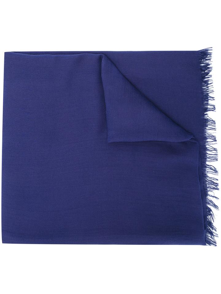 Giorgio Armani - Frayed Trim Scarf - Men - Modal/cashmere - One Size, Blue, Modal/cashmere