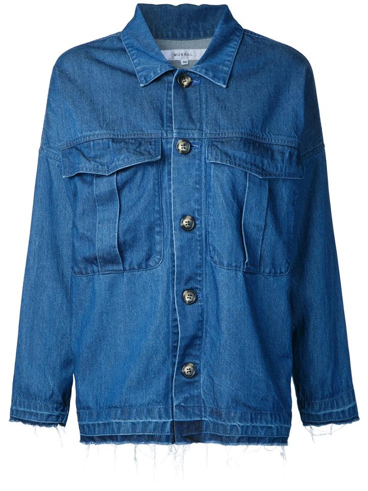 Murral - Floral Embroidery Denim Jacket - Women - Cotton/tencel - 38, Women's, Blue, Cotton/tencel
