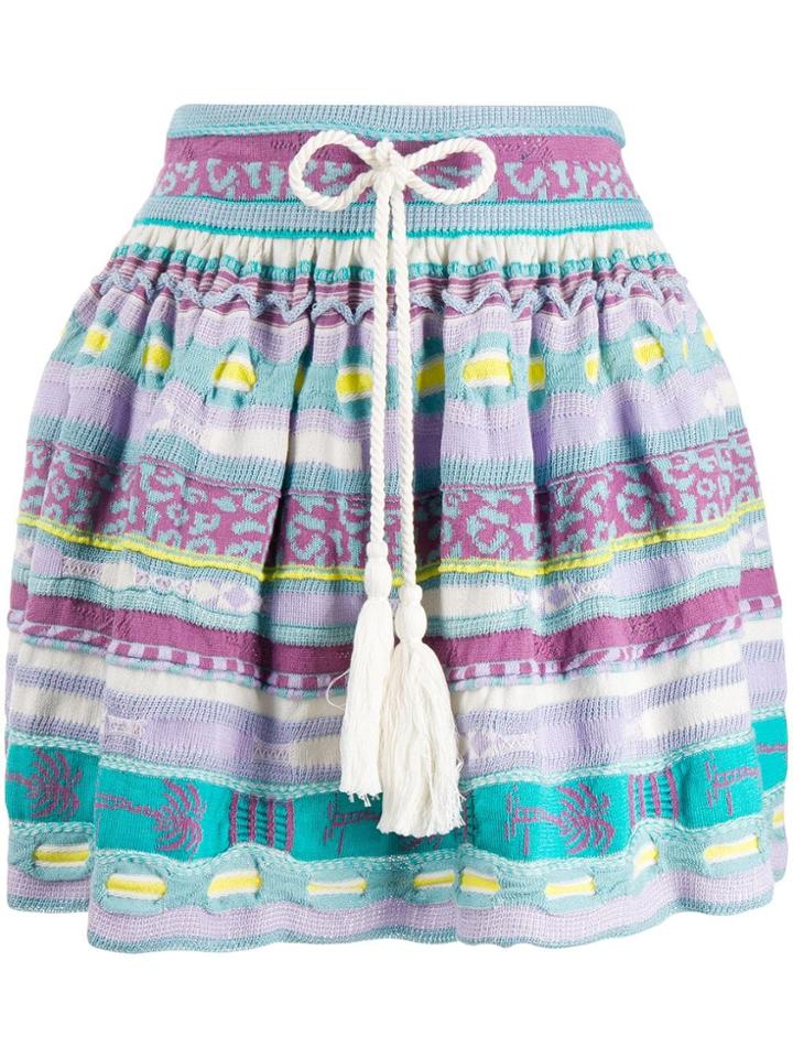 Laneus A-line Knit Mini Skirt - Purple