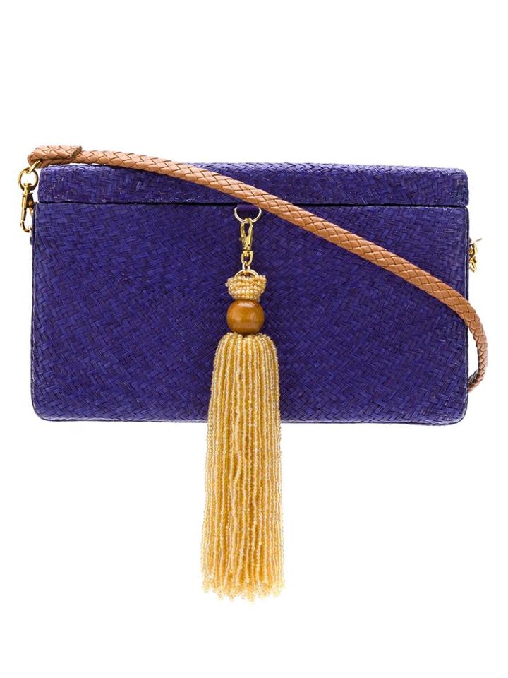 Serpui Raffia Shoulder Bag - Purple