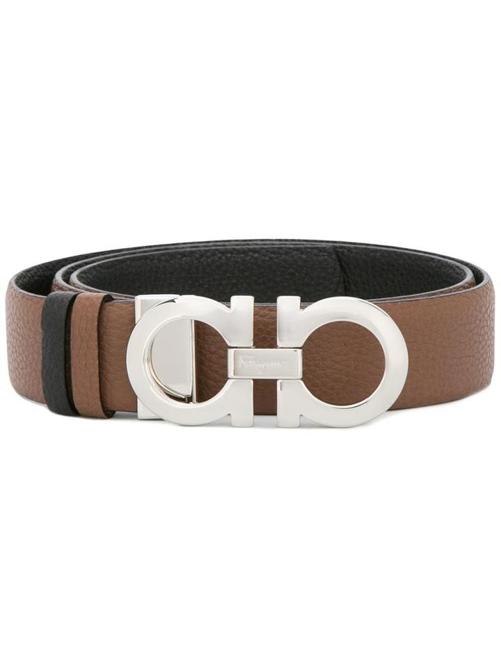 Salvatore Ferragamo Reversible Gancio Buckle Belt, Women's, Size: 80, Black, Calf Leather