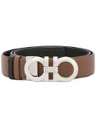 Salvatore Ferragamo Reversible Gancio Buckle Belt, Women's, Size: 80, Black, Calf Leather