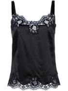 Dolce & Gabbana Underwear Lace Trim Camisole, Women's, Size: Ii, Black, Silk/cotton/spandex/elastane/nylon