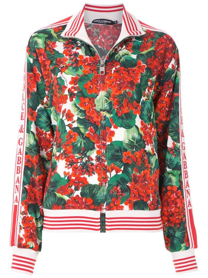Dolce & Gabbana Hydrangea Printed Bomber Jacket - Red