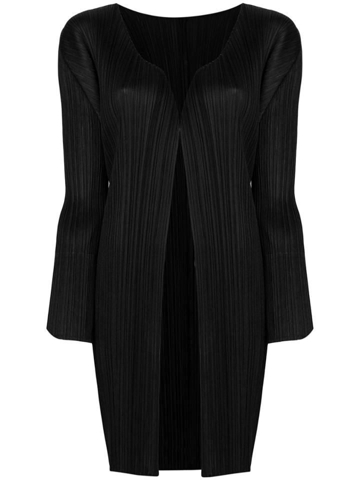 Pleats Please By Issey Miyake Mid-length Pleated Jacket - Black