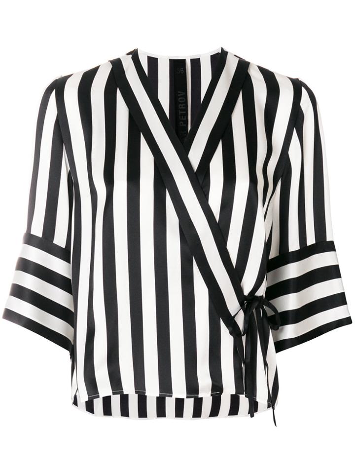 Petar Petrov Striped Wrap Blouse - White