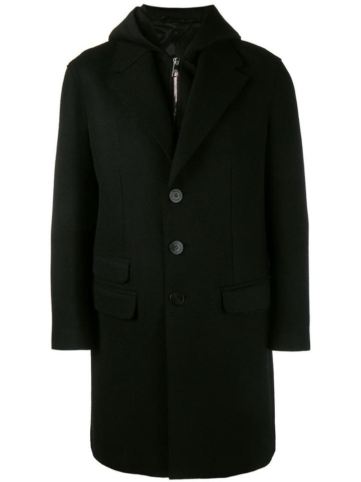 Neil Barrett Layered Coat, Men's, Size: 50, Wool/polyamide/viscose/cotton