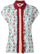 I'm Isola Marras Floral Print Shortsleeved Shirt, Women's, Size: 40, Blue, Polyester/spandex/elastane/acetate/viscose