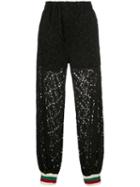 Gucci Rebrodé Flower Lace Track Pants - Black