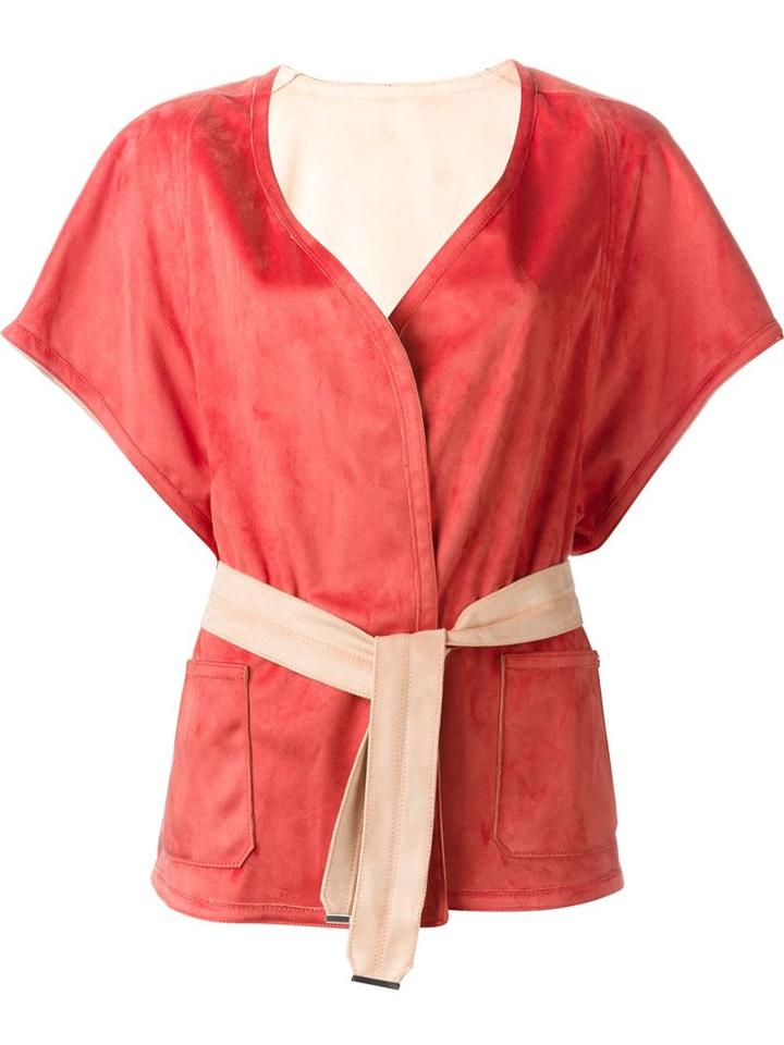 Urbancode 'alcantara' Tie Wrap Kimono Style Gilet, Women's, Size: 10, Yellow/orange, Polyester