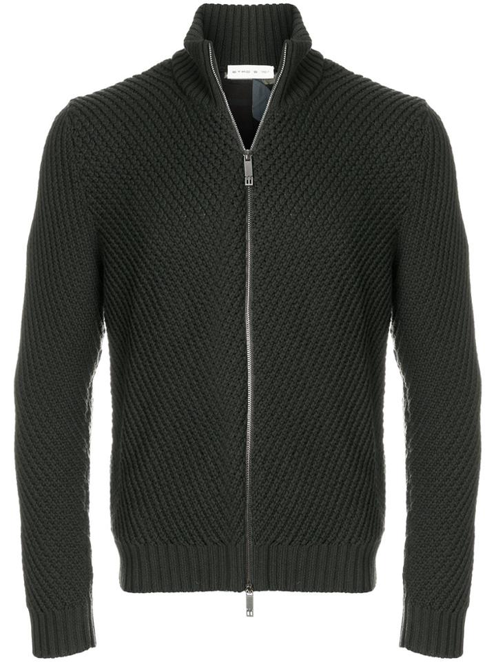 Etro Textured Zip Cardigan - Green
