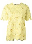 Rochas Lace Detailed Blouse, Women's, Size: 44, Yellow/orange, Silk
