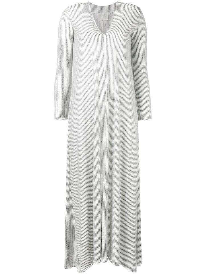 Forte Forte V-neck Striped Shift Dress, Women's, Size: Ii, White, Linen/flax