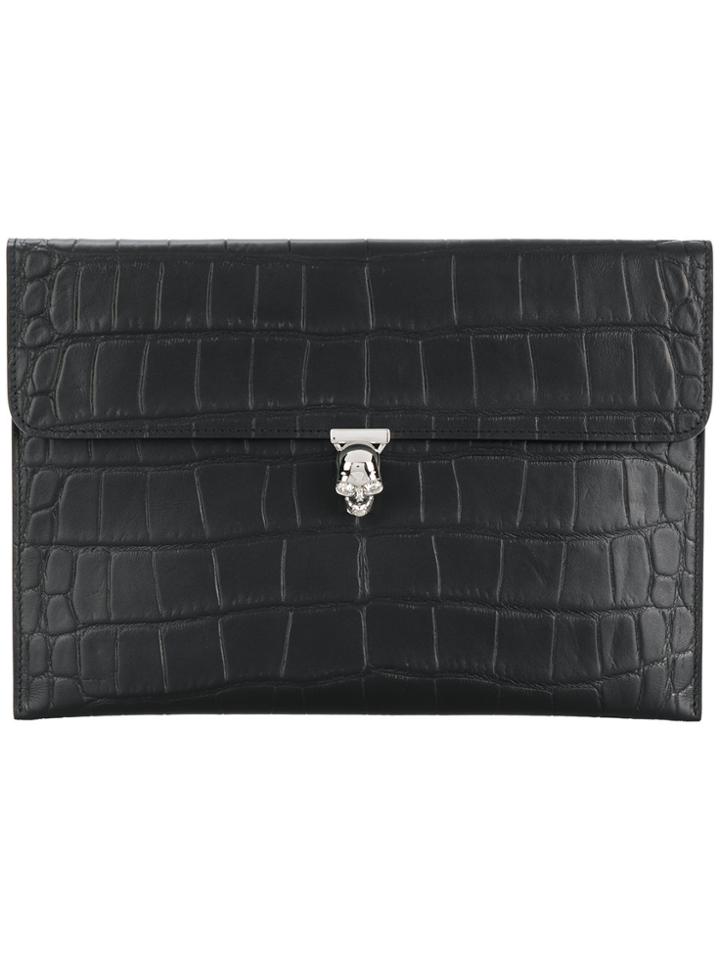 Alexander Mcqueen Embossed Skull Clutch - Black