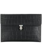Alexander Mcqueen Embossed Skull Clutch - Black