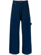 David Catalan Panelled Wide Leg Jeans - Blue