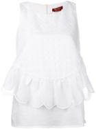 Max Mara Studio - Scalloped Ruffle Sleeveless Blouse - Women - Cotton - 42, White, Cotton