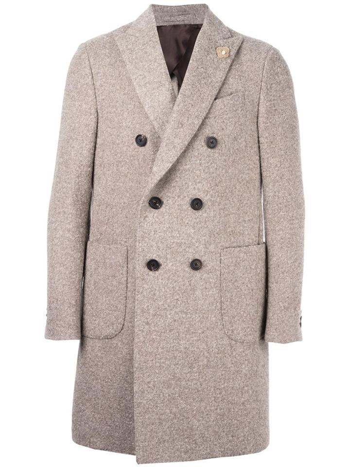 Lardini Double Breasted Coat - Nude & Neutrals