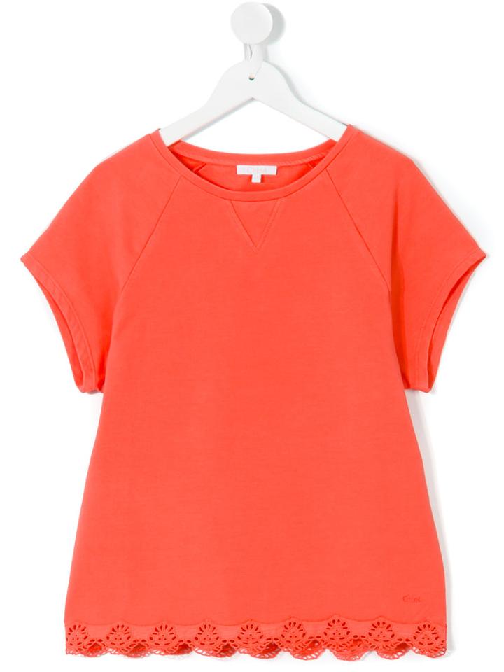 Chloé Kids Teen Scalloped Hem Top, Girl's, Size: 14 Yrs, Yellow/orange