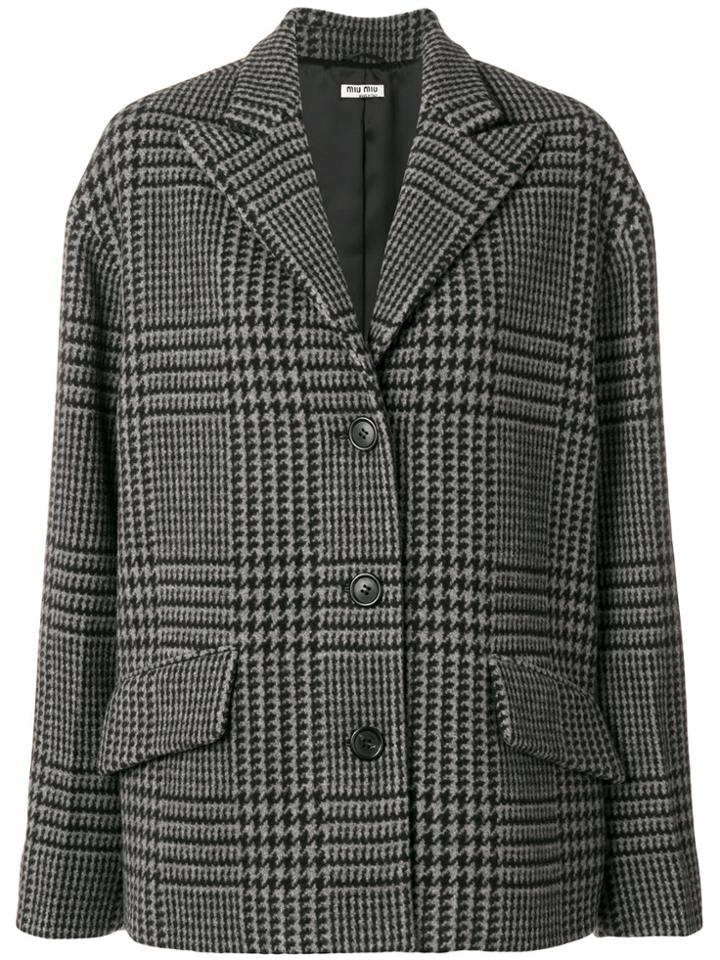 Miu Miu Check Cropped Blazer - Grey
