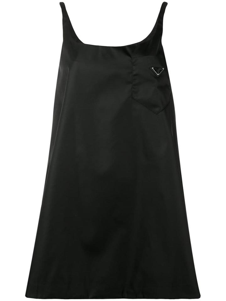 Prada Triangle Logo Mini Dress - Black