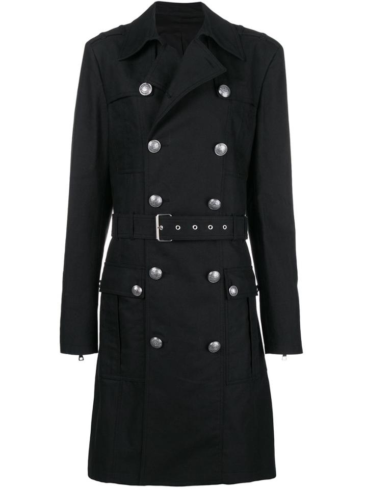Balmain Double Breasted Trench Coat - Black