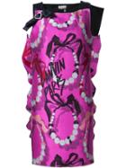Lanvin Bow Detail Printed Dress, Women's, Size: 38, Pink/purple, Cotton/silk/polyamide