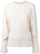 Stella Mccartney Drape Sleeve Blouse, Women's, Size: 44, Nude/neutrals, Acetate/viscose/spandex/elastane