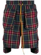 Rhude Checked Utility Shorts - Red