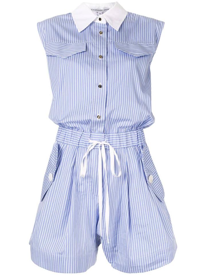 Comme Moi Striped Shirt Playsuit - Blue